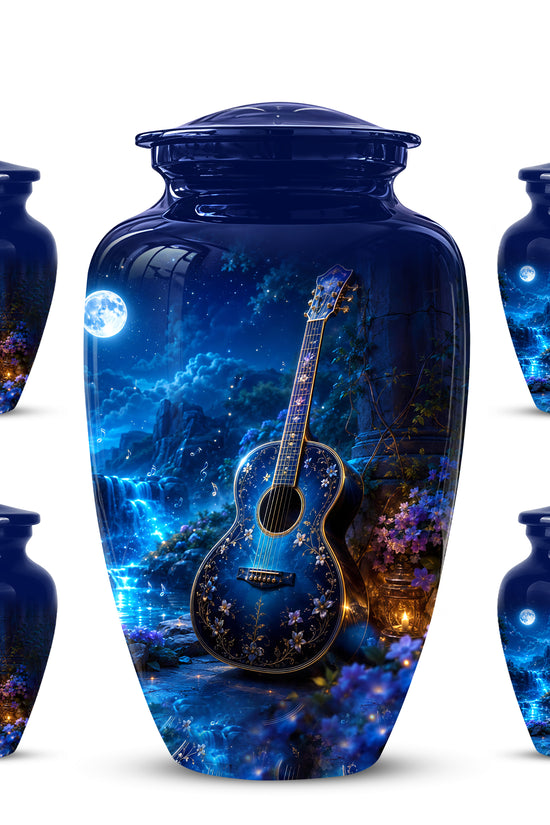 Blue Guitar Moonlight Urn - Beautiful Artistic Urns For Music Lovers
