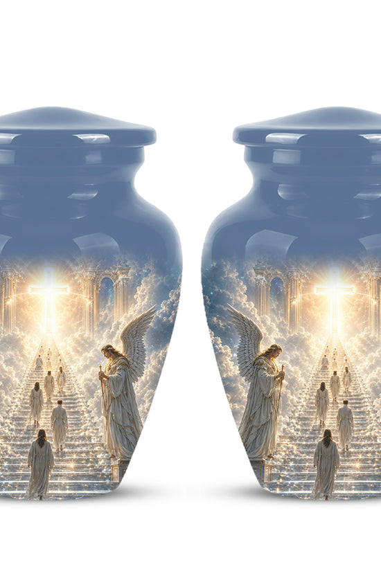 Heaven’s Gate Cross Cremation Urn – Angel Memorial Urn For Human Ashes