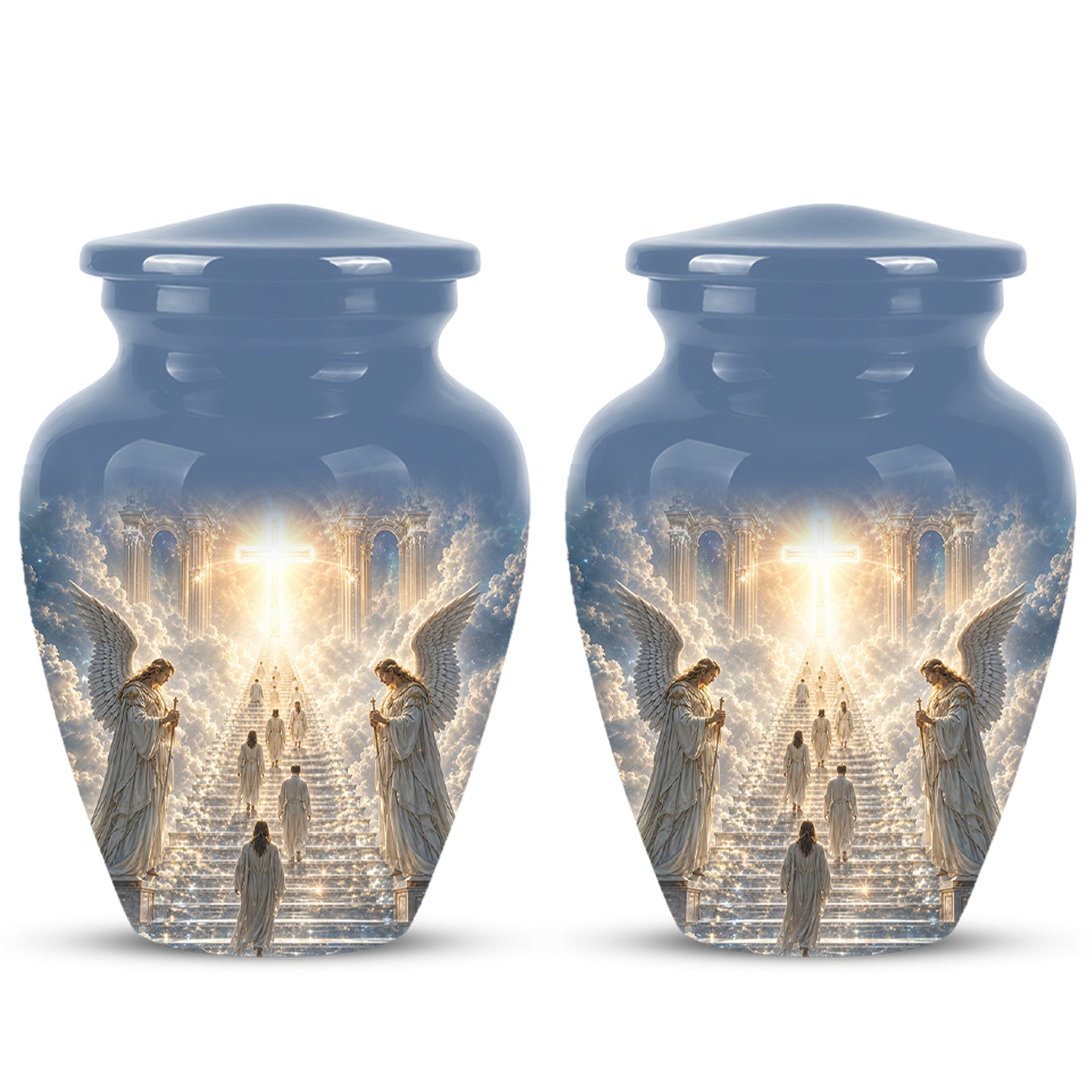 Heaven’s Gate Cross Cremation Urn – Angel Memorial Urn For Human Ashes