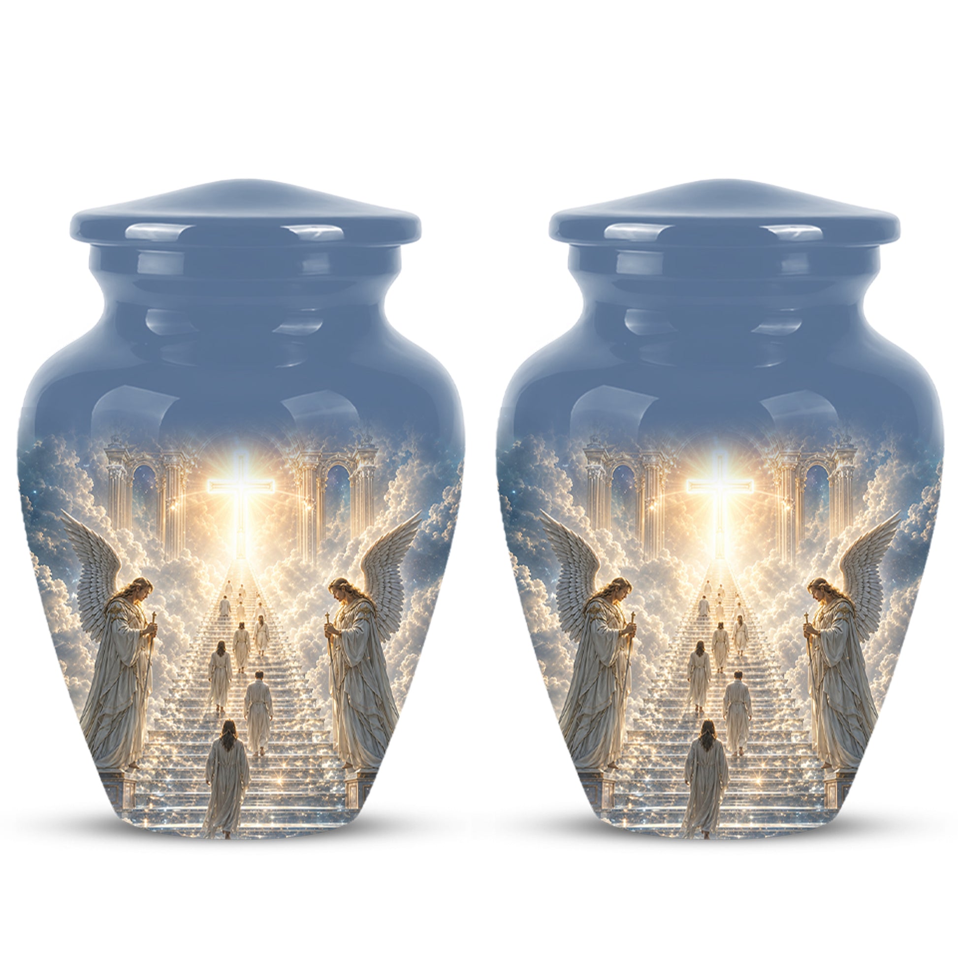 Heaven’s Gate Cross Cremation Urn – Angel Memorial Urn For Human Ashes