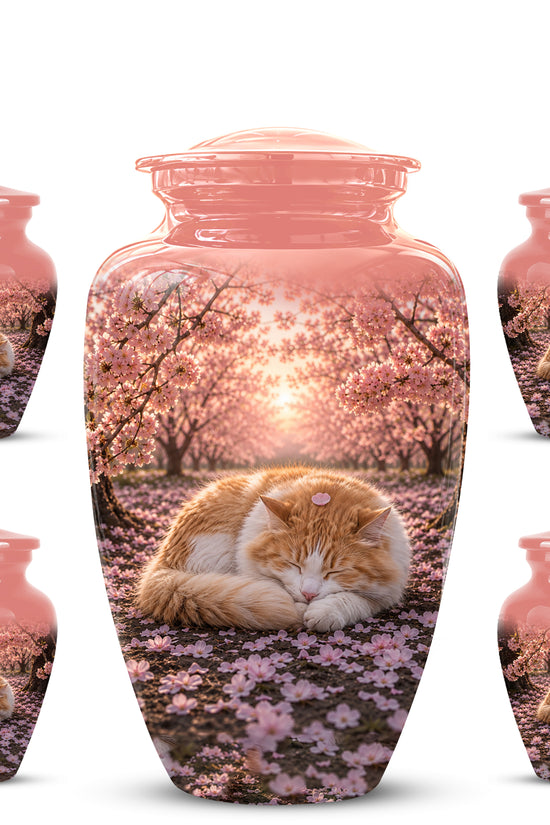 Orange Sleeping Cat - A Peaceful Resting Tribute Urns For Pet Ashes