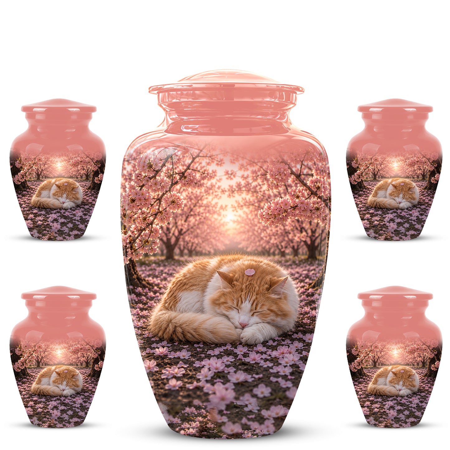 Orange Sleeping Cat - A Peaceful Resting Tribute Urns For Pet Ashes