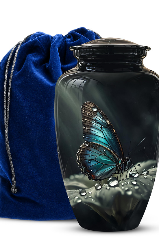 Blue Morpho Butterfly Cremation Urn - Beautiful Burial Urns For Mom Ashes