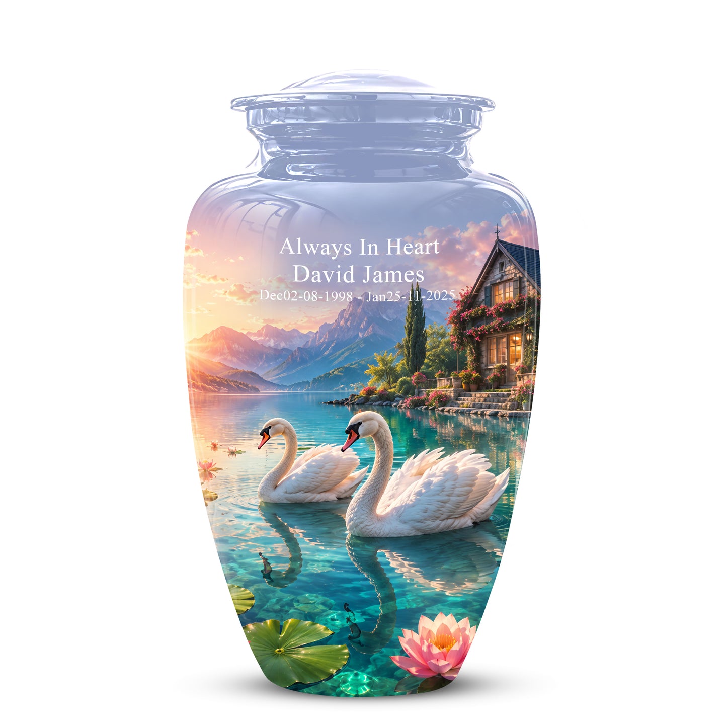 Couple Swan Themed Urn - Artistic Handcrafted Burial Urns For Humans