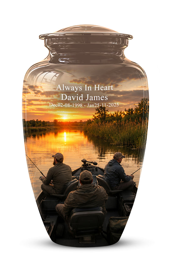 Fisherman Sunset Cremation Urn - Personalized Burial Urns For Ashes