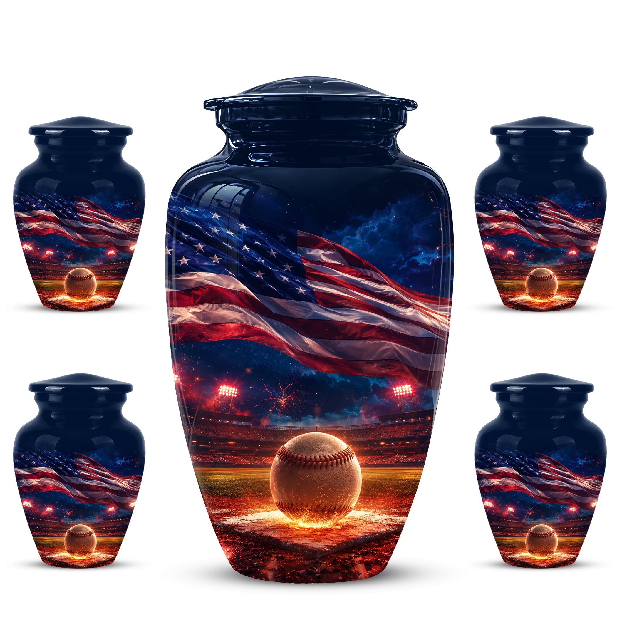 Patriotic Baseball Cremation Urn - Custom American Flag Urns For Athletes