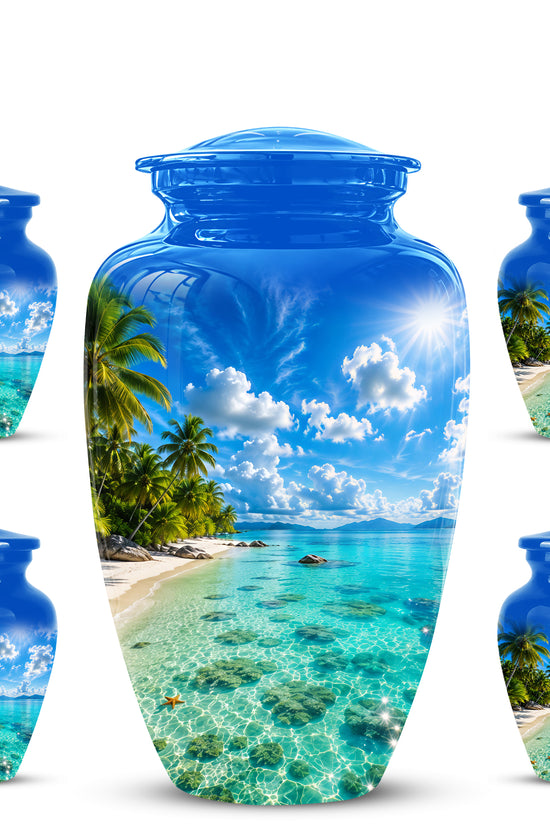 Beach Themed Memorial Urn - Beautifully Handcrafted Urns For Human Ash
