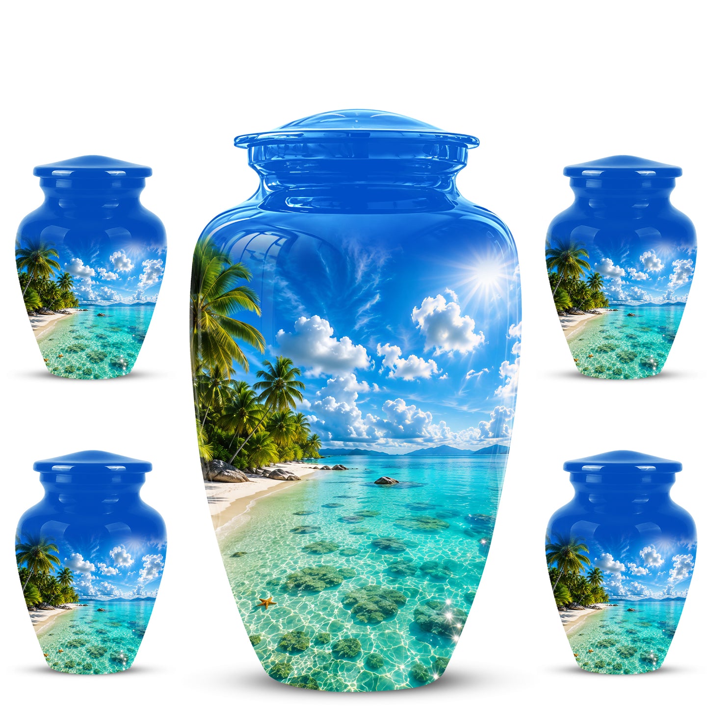 Beach Themed Memorial Urn - Beautifully Handcrafted Urns For Human Ash