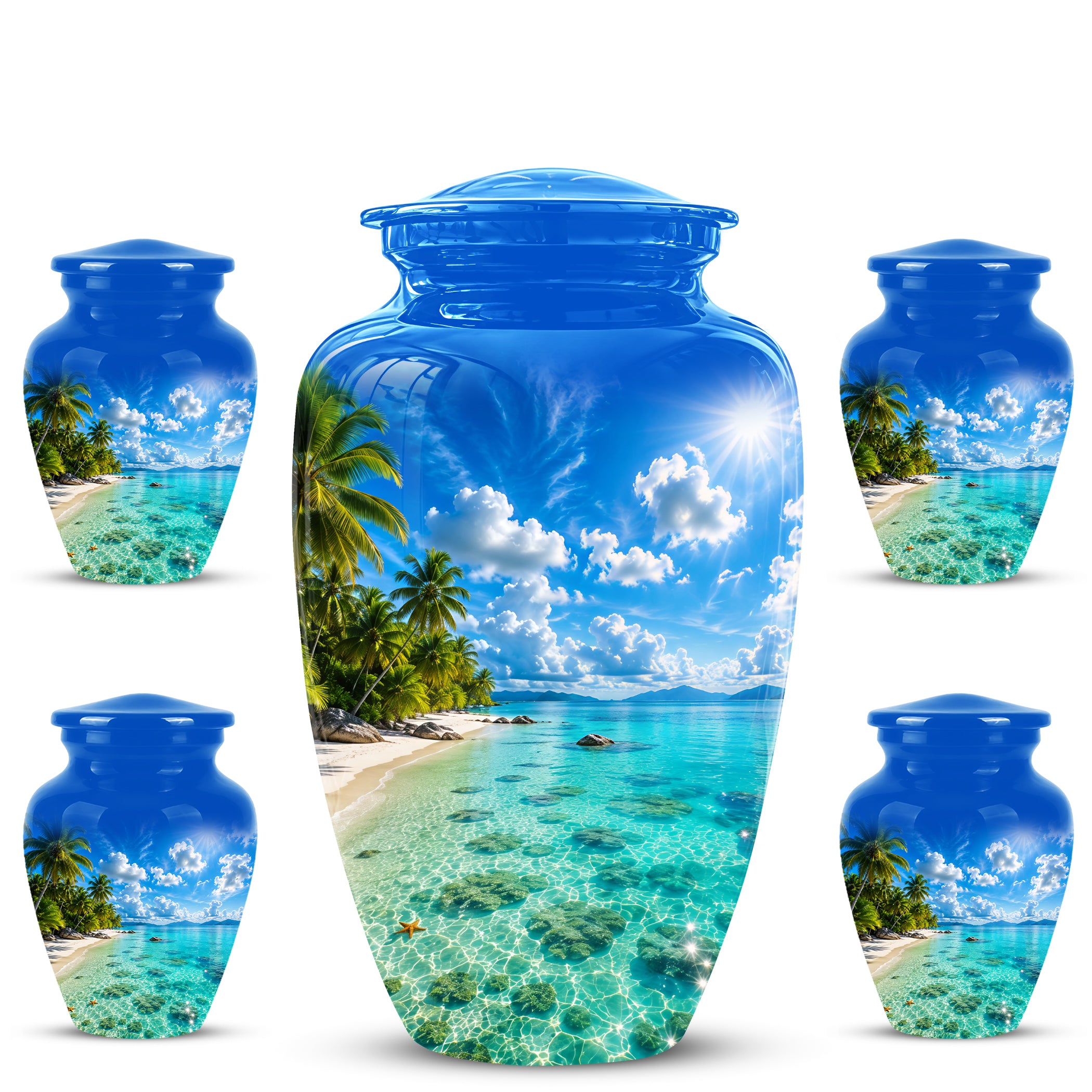 Beach Themed Memorial Urn - Beautifully Handcrafted Urns For Human Ash