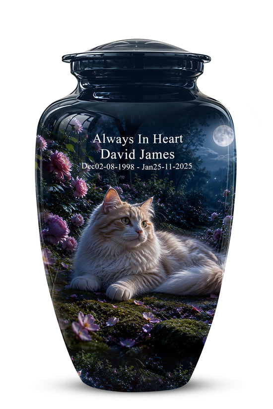 White Cat Memorial Urn - Beautiful Eternal Rest Urns For Pet Ashes