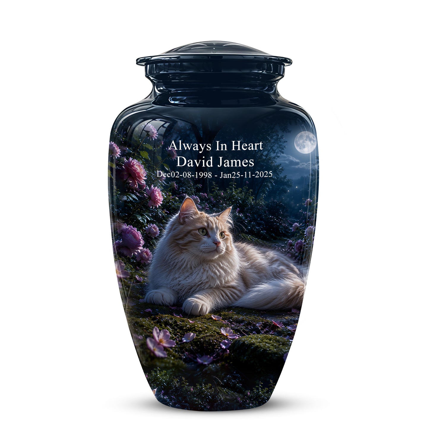 White Cat Memorial Urn - Beautiful Eternal Rest Urns For Pet Ashes