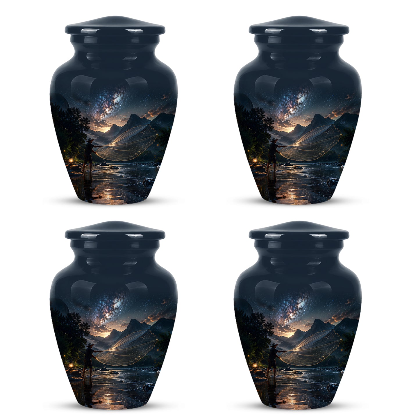 Fisherman Cremation Urn - Night Sky Memorial Urns For Human Ashes