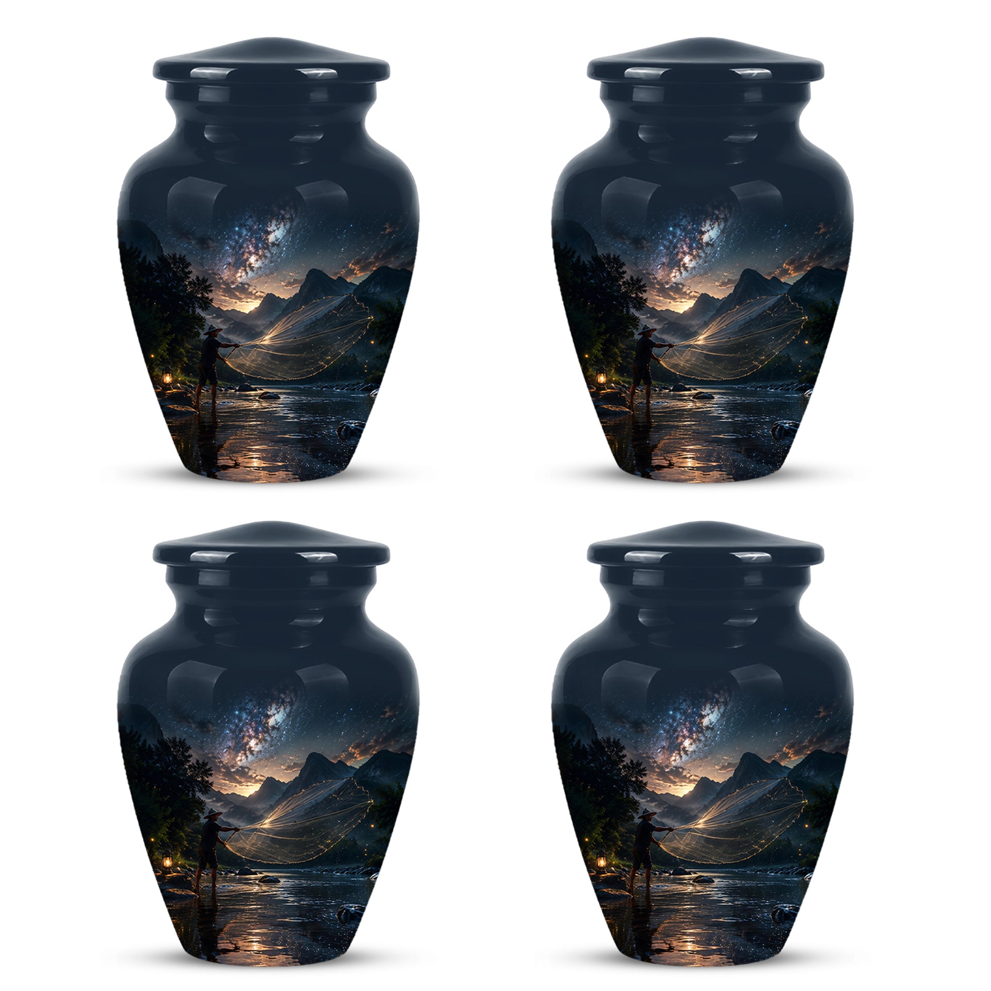 Fisherman Cremation Urn - Night Sky Memorial Urns For Human Ashes