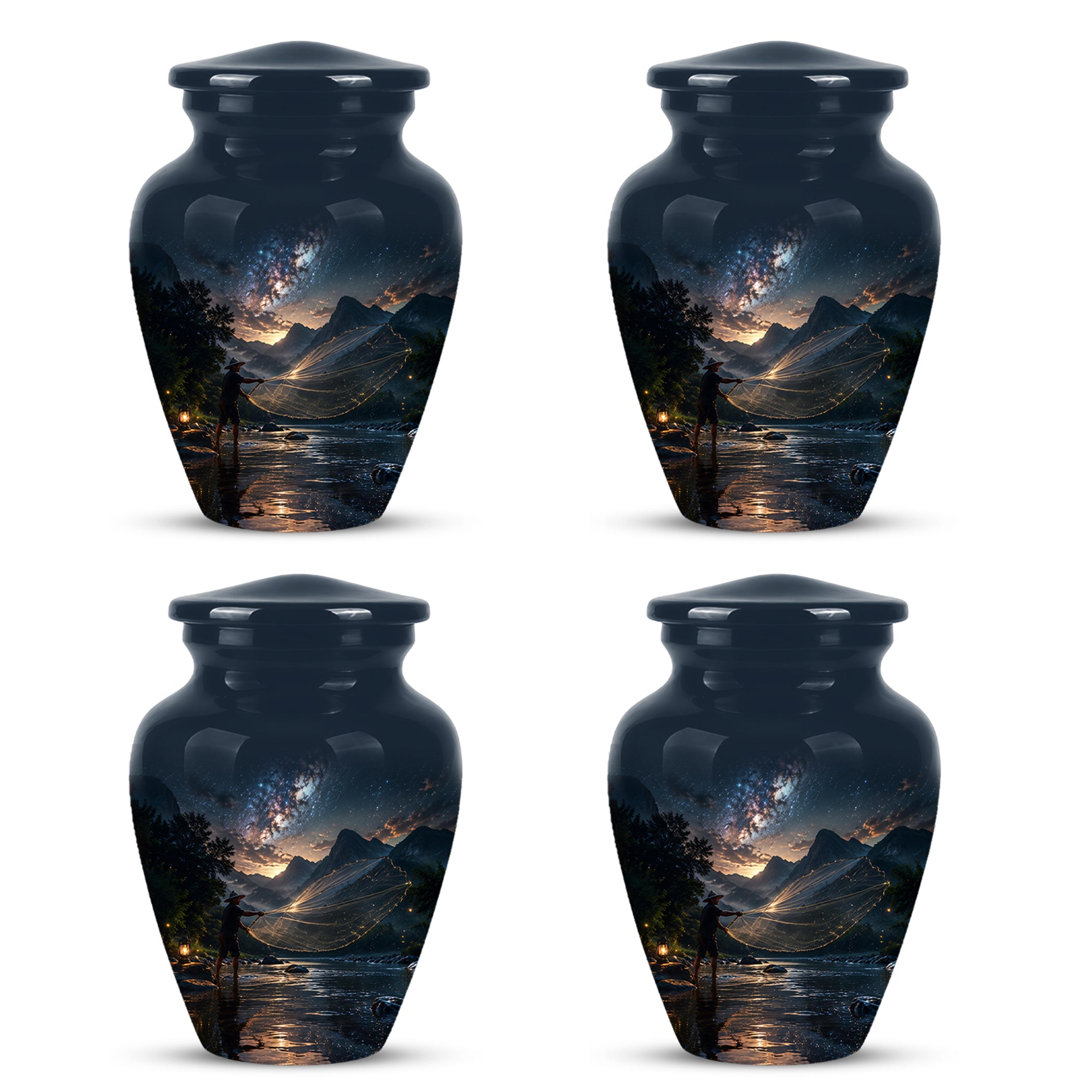 Fisherman Cremation Urn - Night Sky Memorial Urns For Human Ashes