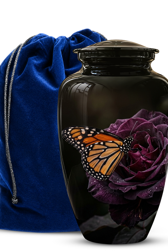 Yellow Butterfly On Purple Flower - Beautiful Burial Urns For Mom Ashes