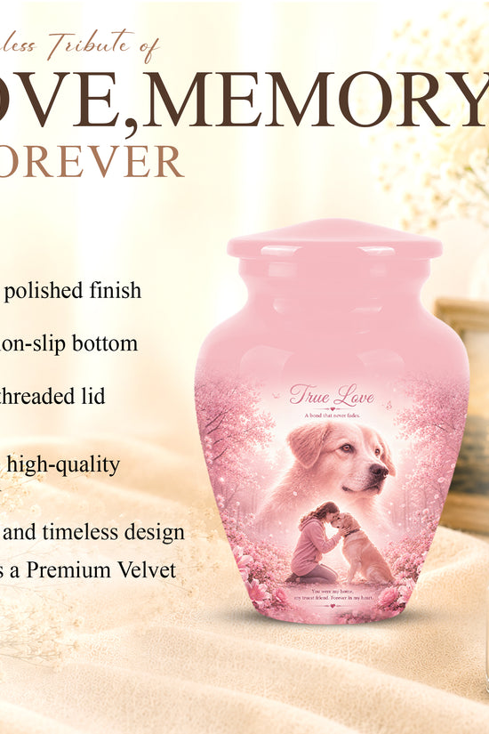 Pink Pet Dog Memorial Urn – Dog Burial Urn for Pets Ashes