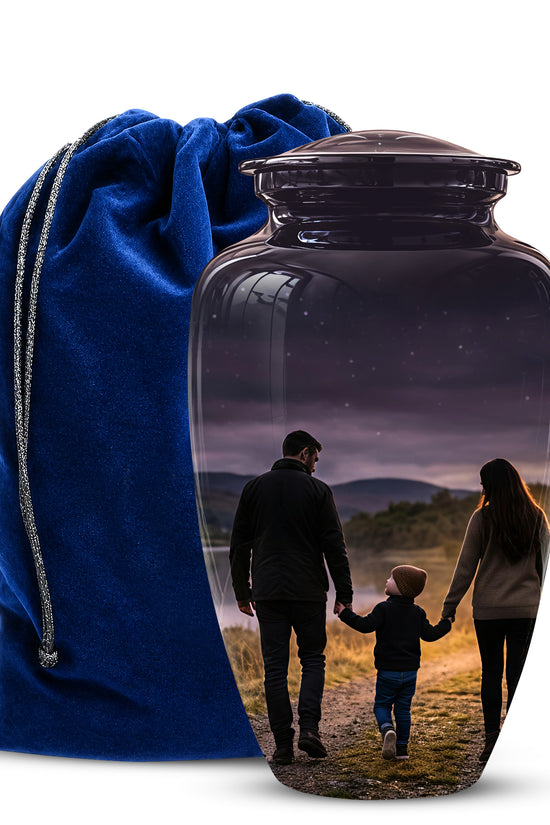 Dad, Son & Mom Cremation Urn - Artistic Night Burial Urns For Human Ashes