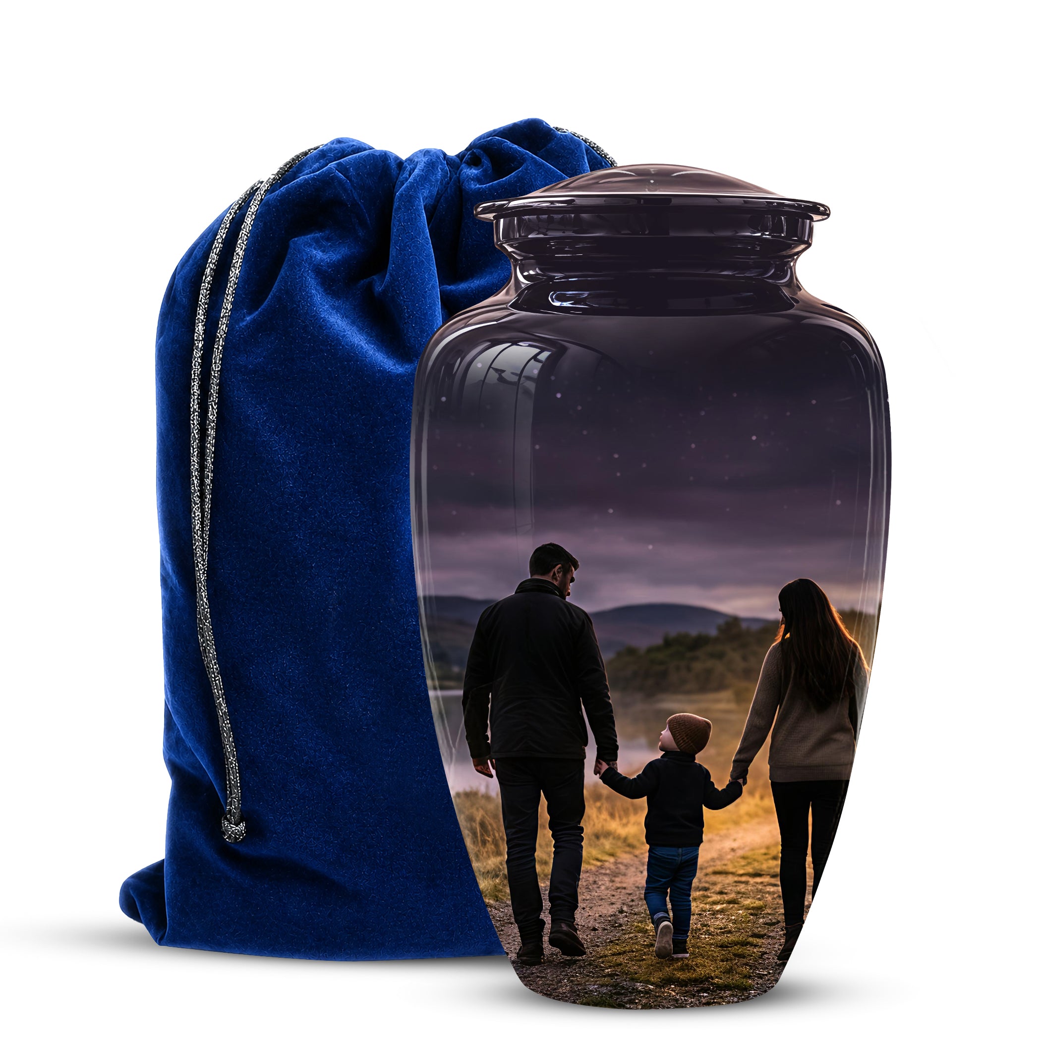 Dad, Son & Mom Cremation Urn - Artistic Night Burial Urns For Human Ashes