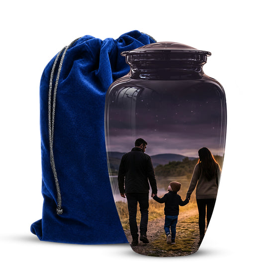 Dad, Son & Mom Cremation Urn - Artistic Night Burial Urns For Human Ashes
