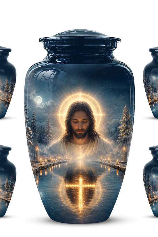 Divine Jesus Cremation Urn for Ashes – Christian Cross Memorial Urn