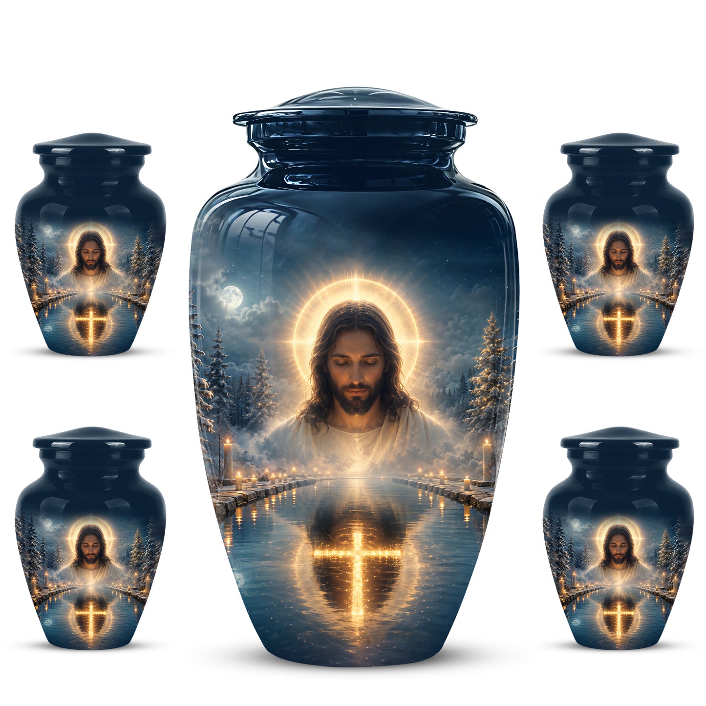 Divine Jesus Cremation Urn for Ashes – Christian Cross Memorial Urn
