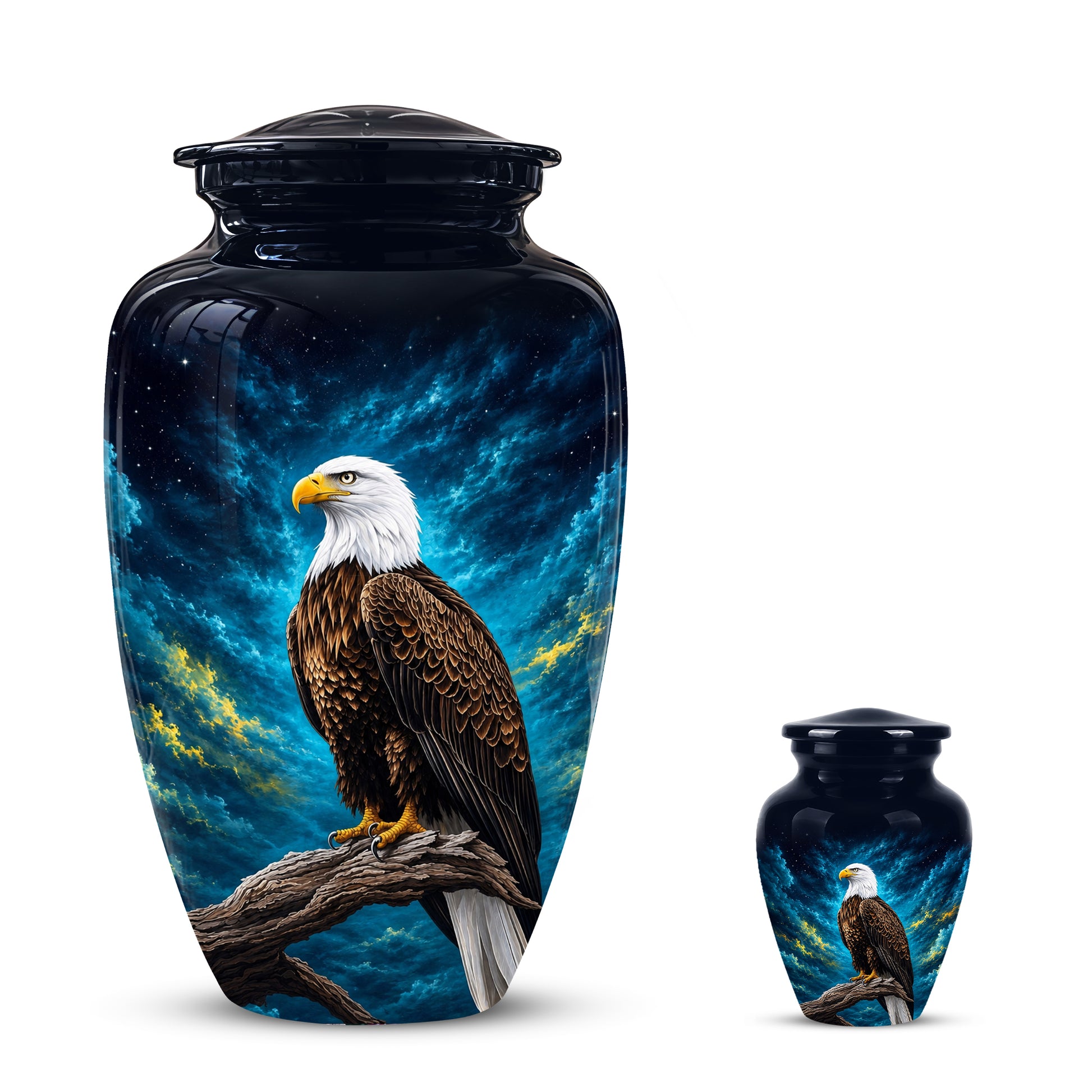 Cosmic Bald Eagle Cremation Urn - Decorative Memorial Urns For Human Ashes