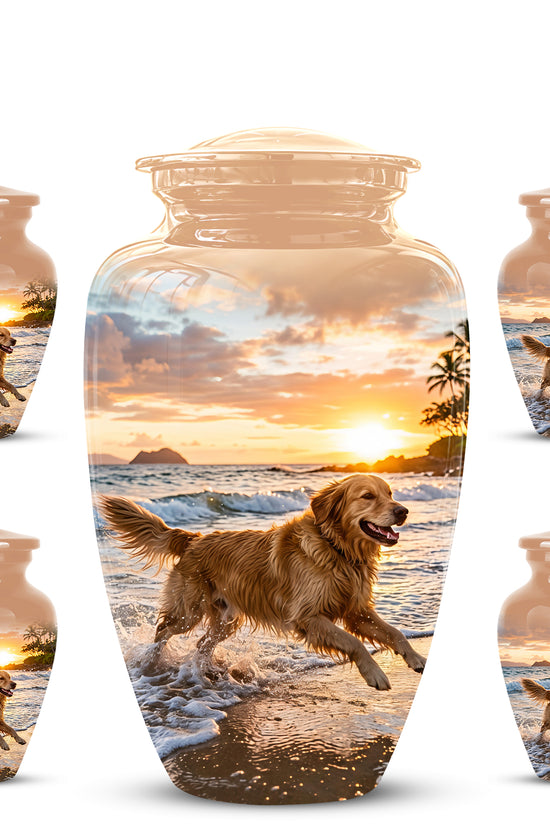 Golden Retriever Themed Urn - Personalized Memorial Urns For Pet Dog