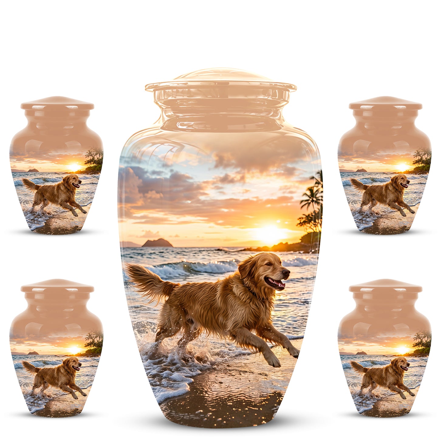 Golden Retriever Themed Urn - Personalized Memorial Urns For Pet Dog