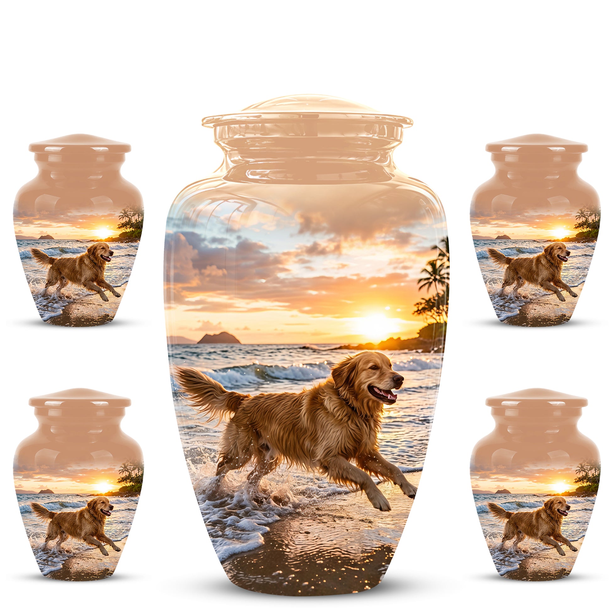 Golden Retriever Themed Urn - Personalized Memorial Urns For Pet Dog