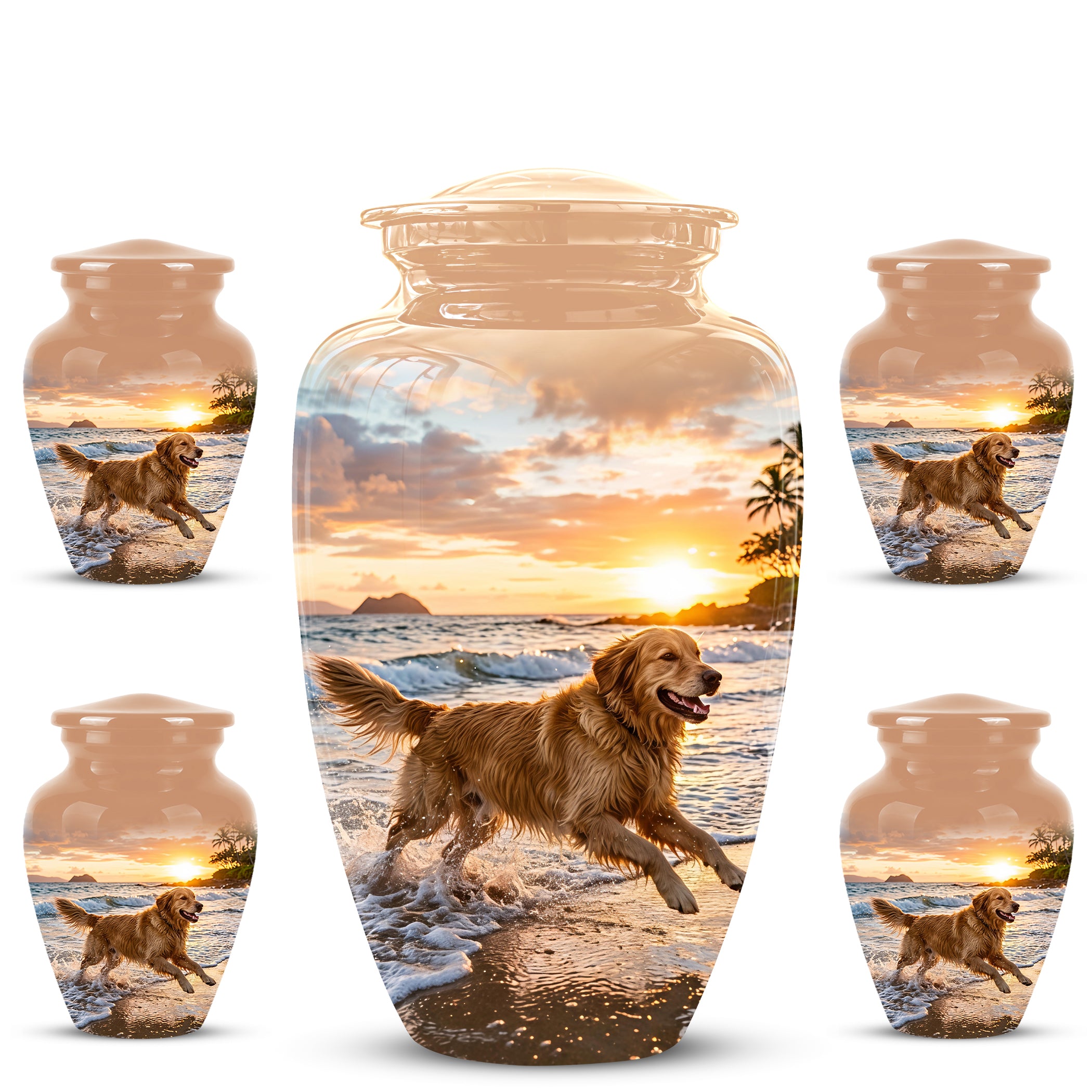 Golden Retriever Themed Urn - Personalized Memorial Urns For Pet Dog