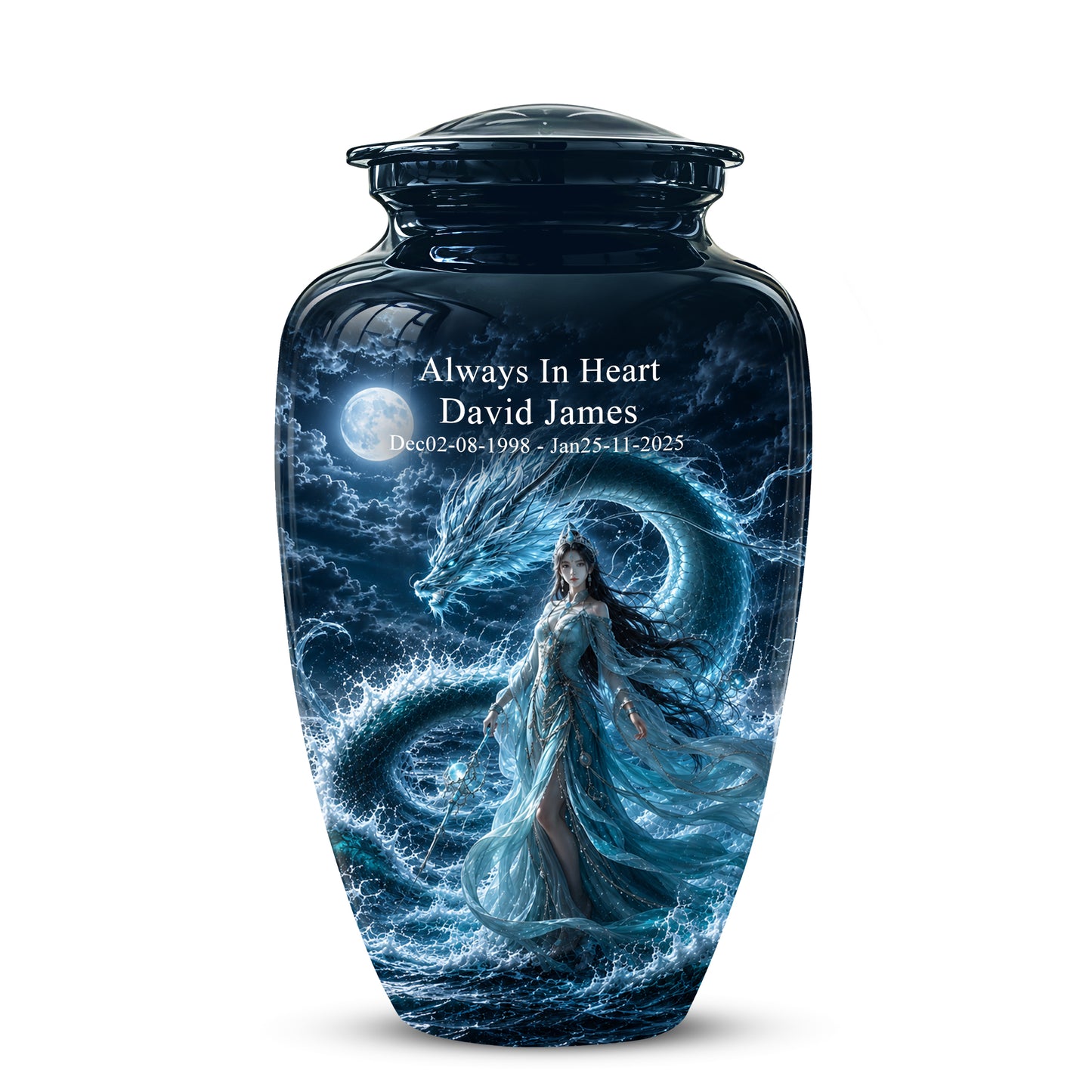 Celestial Dragon & Goddess Cremation Urn - Custom Handmade Adult Urns