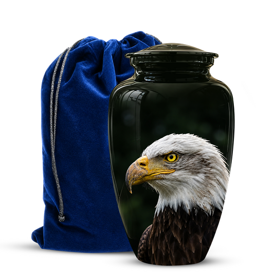Patriotic Eagle Cremation Urn - Black Memorial Father Urns For Ashes
