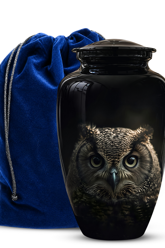 Owl Cremation Urns For Human Ashes - Black Burial Urns For Dad