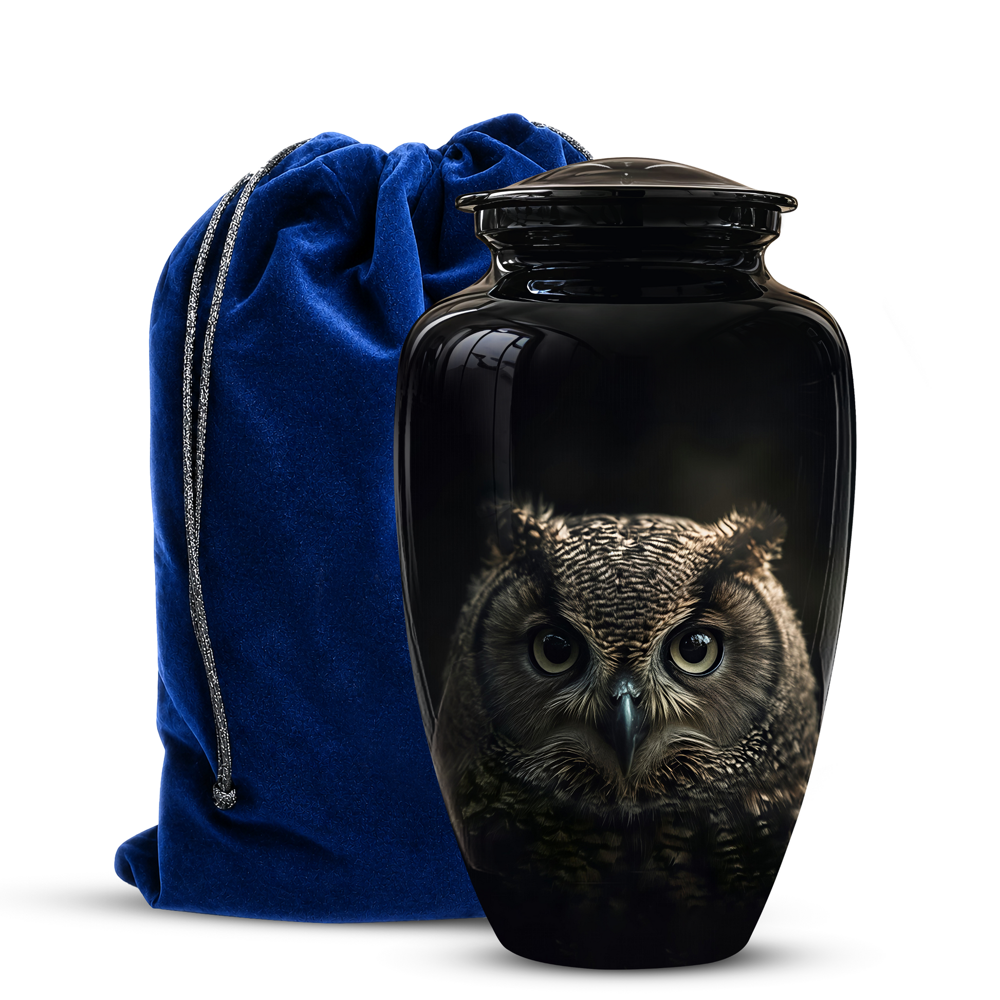Owl Cremation Urns For Human Ashes - Black Burial Urns For Dad