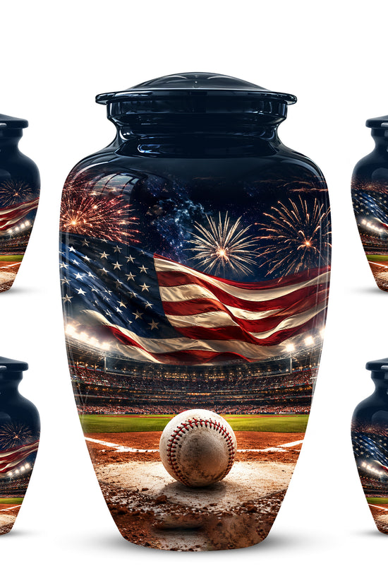 Patriotic Baseball Cremation Urn - Personalized Memorial Urns For Athletes