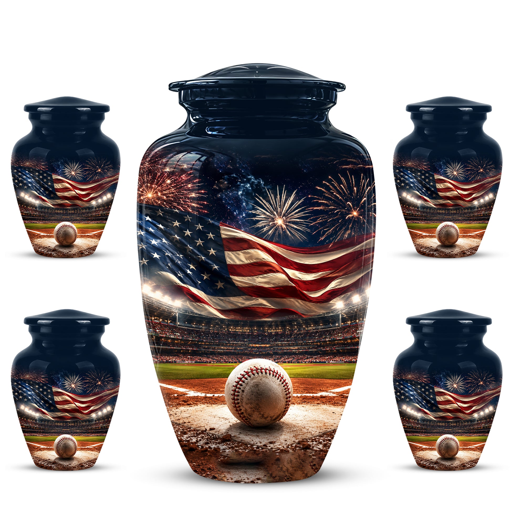 Patriotic Baseball Cremation Urn - Personalized Memorial Urns For Athletes