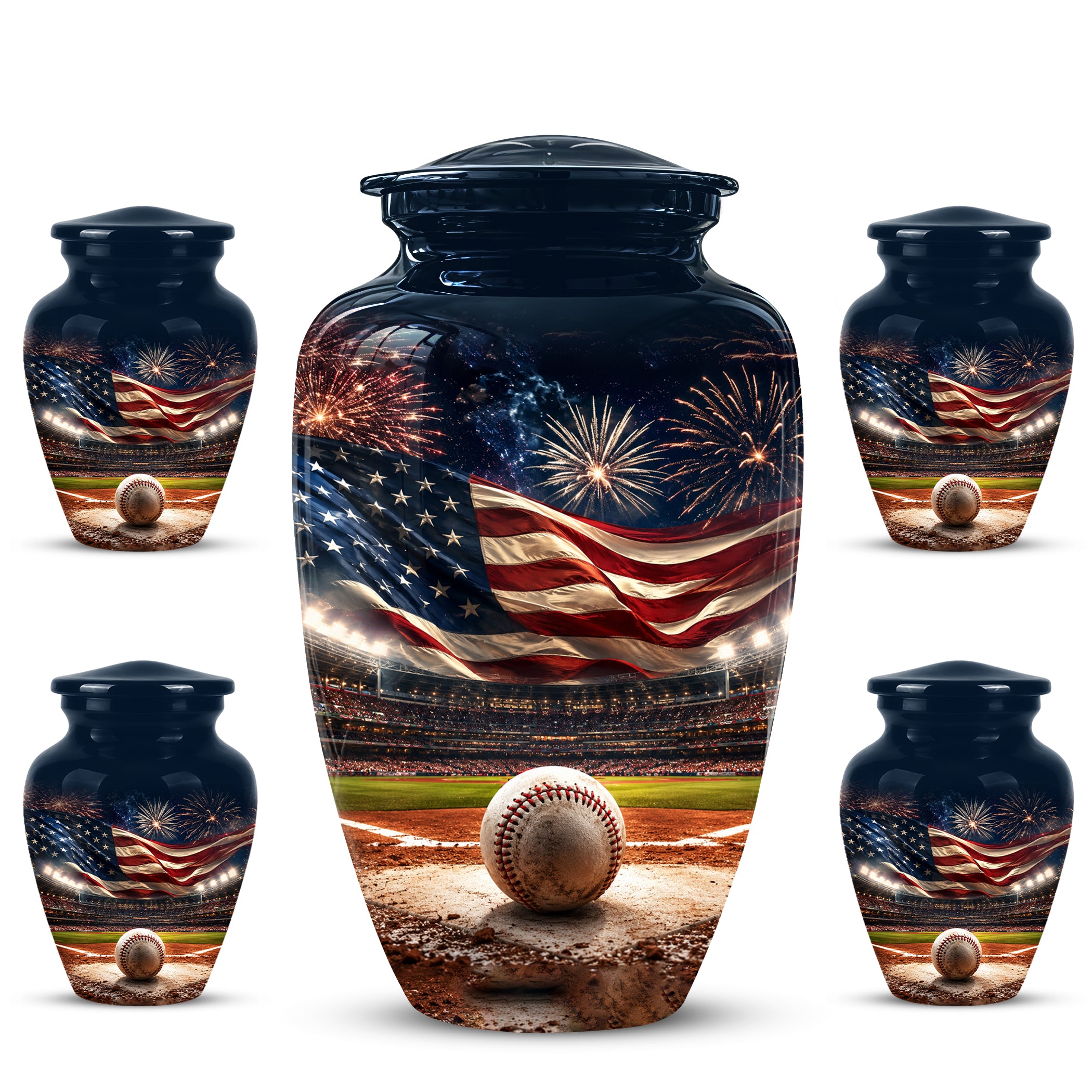 Patriotic Baseball Cremation Urn - Personalized Memorial Urns For Athletes