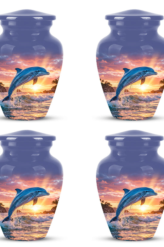 Blue Dolphin Themed Urn - Sunset Custom Funeral Urns For Human Ashes