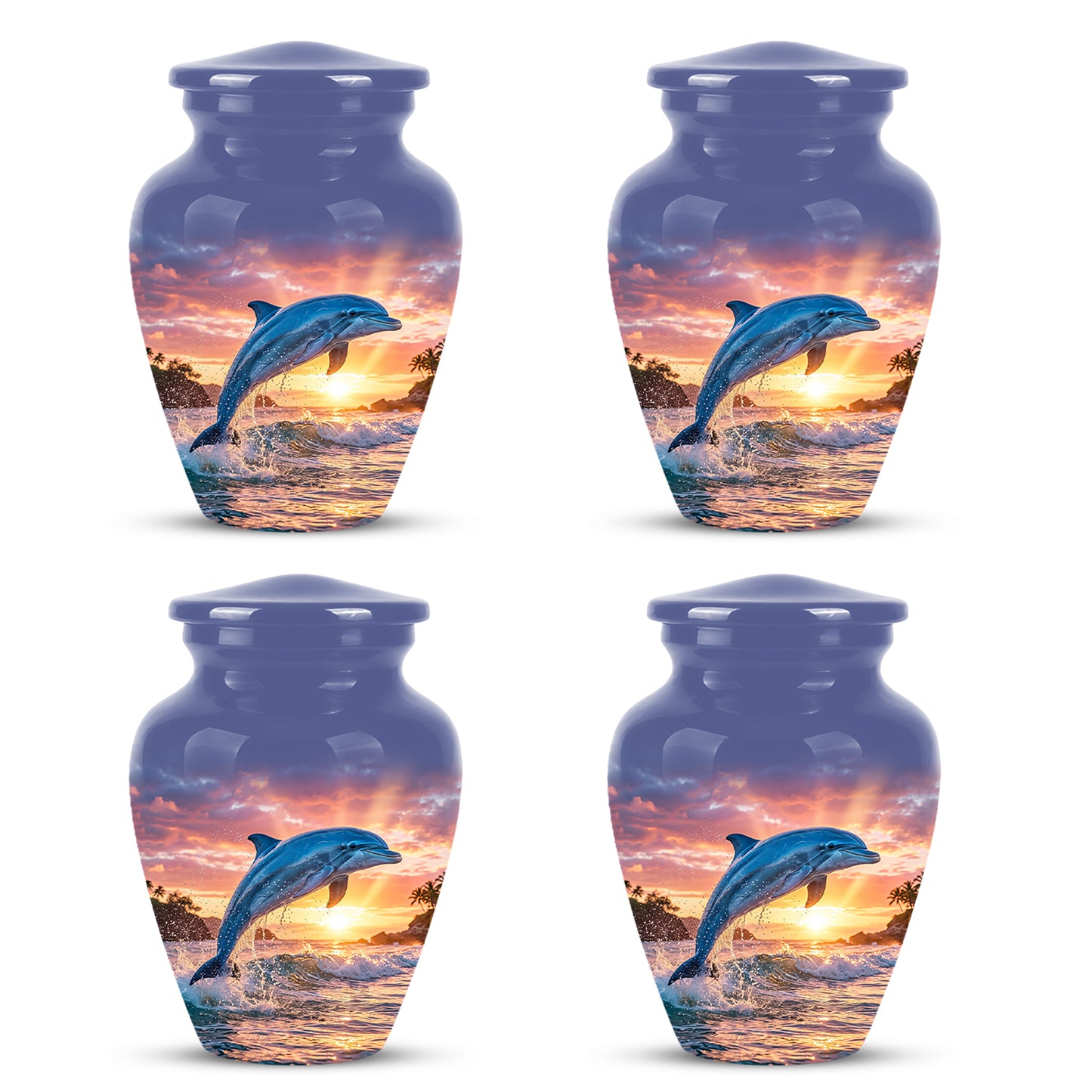 Blue Dolphin Themed Urn - Sunset Custom Funeral Urns For Human Ashes