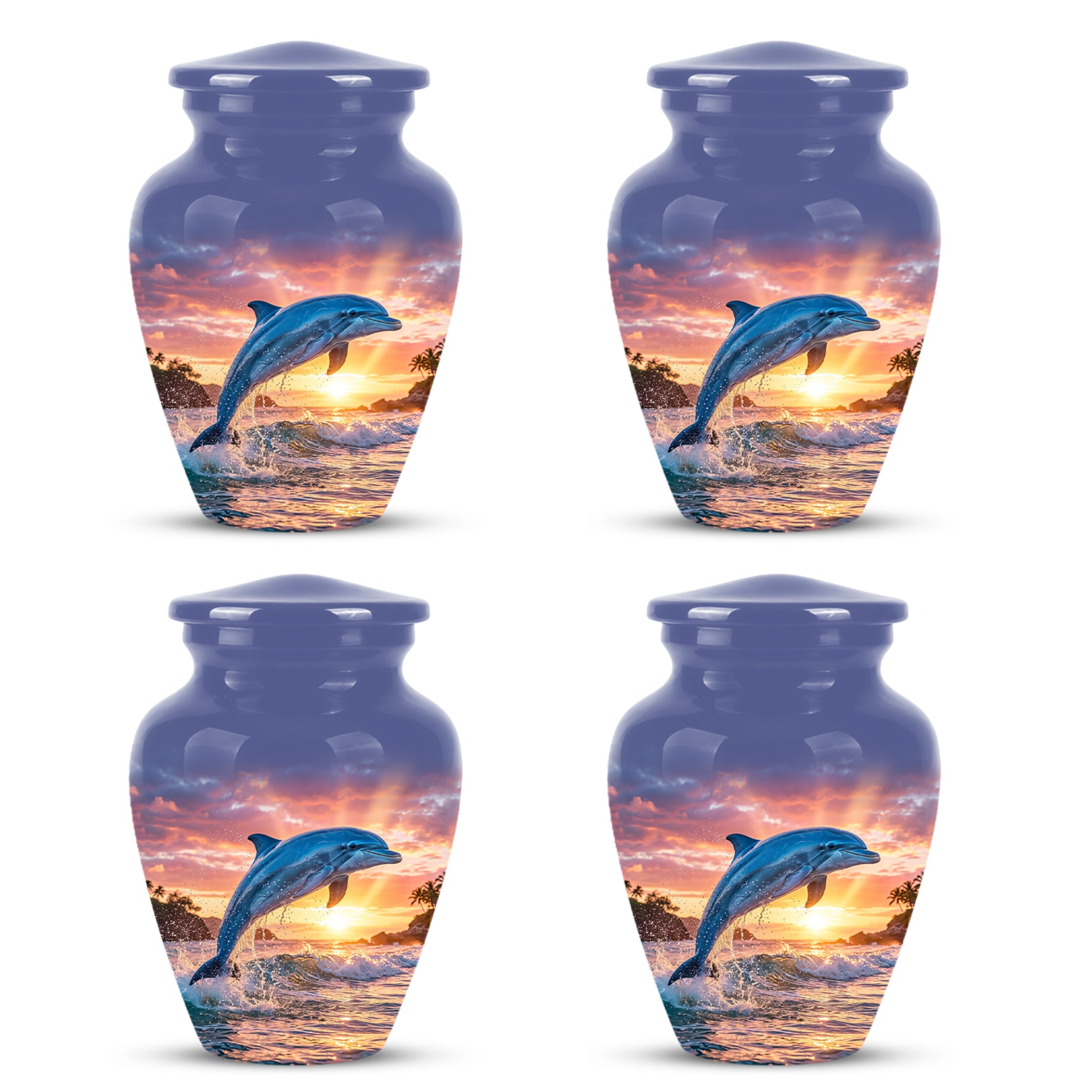 Blue Dolphin Themed Urn - Sunset Custom Funeral Urns For Human Ashes