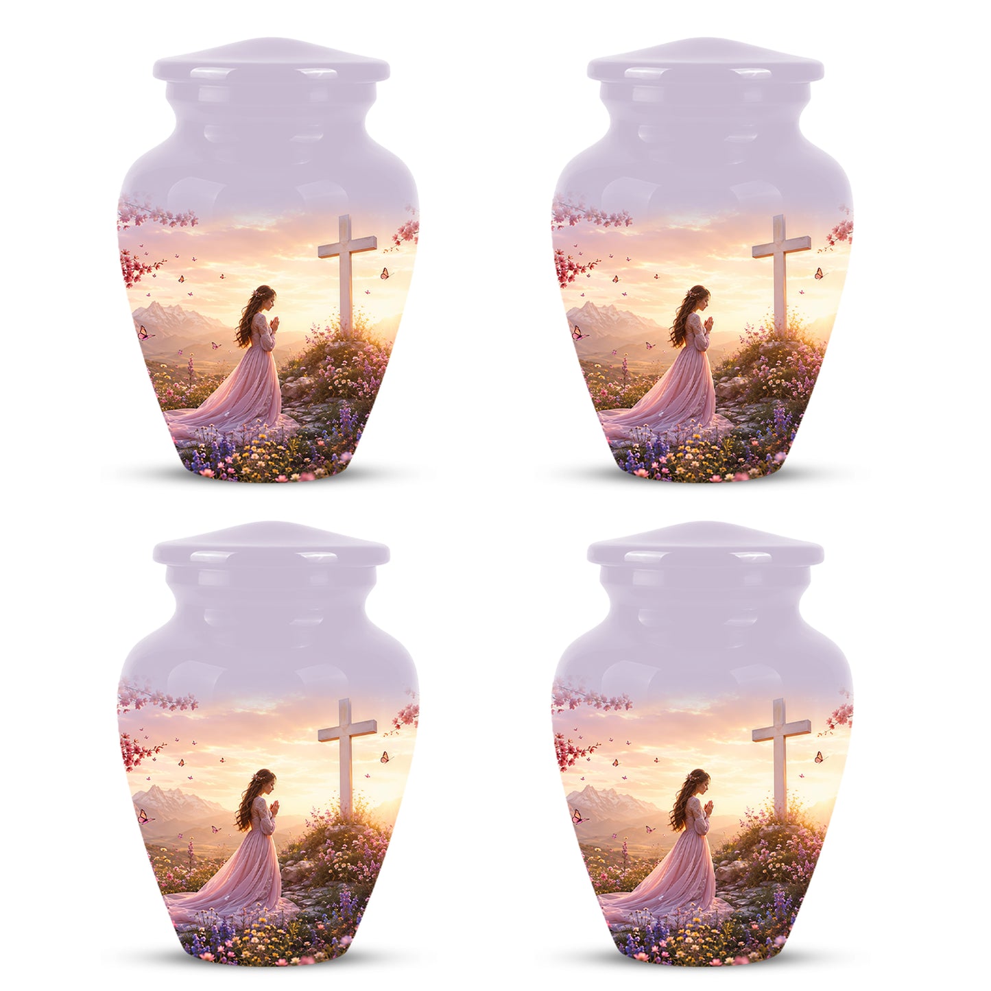 Peaceful Cross Cremation – Personalized Sunset Tribute Urns for Ashes