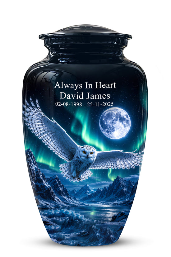 Flying Owl Adult Memorial Urn - Artistic Handcrafted Burial Urns For Ashes