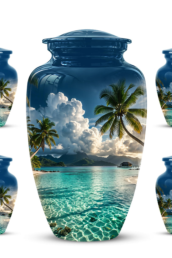 Tropical Beach Cremation Urn - Custom Memorial Urns For Women Ashes