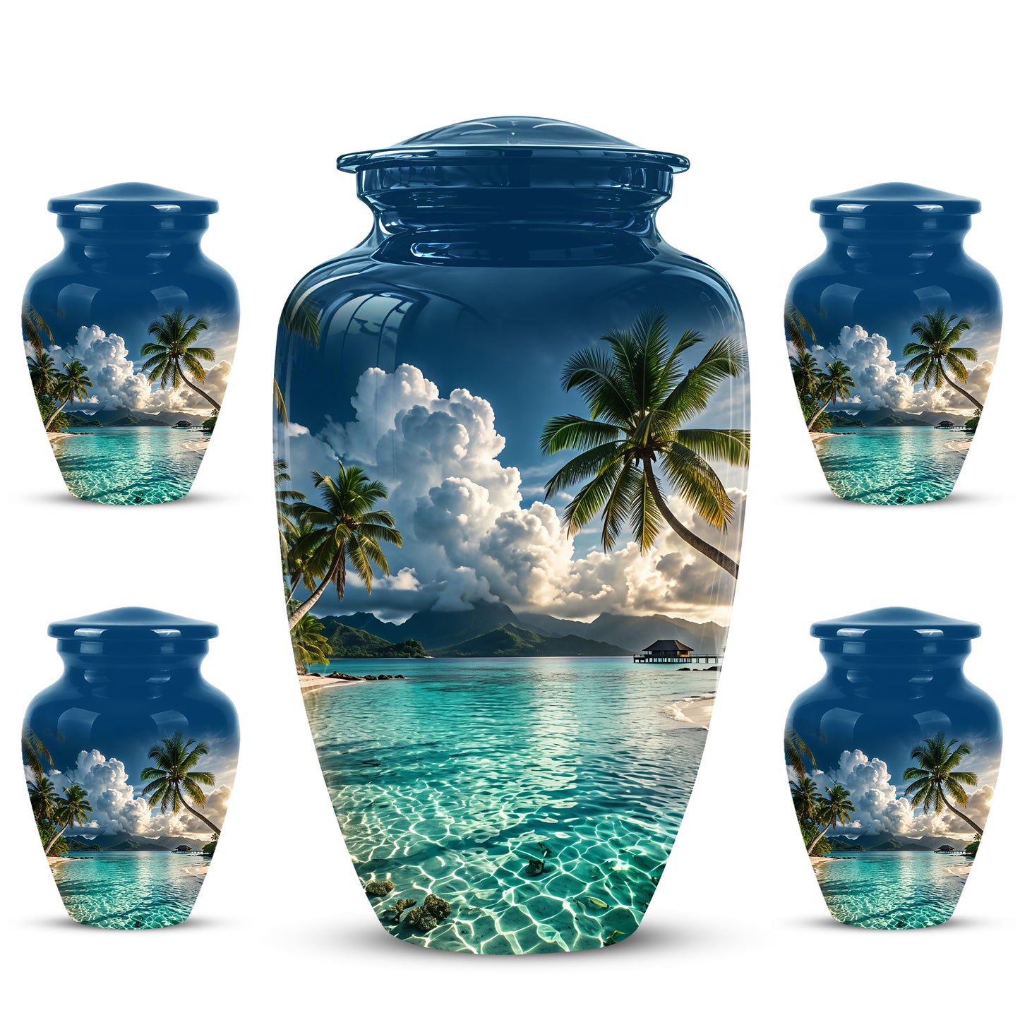 Tropical Beach Cremation Urn - Custom Memorial Urns For Women Ashes