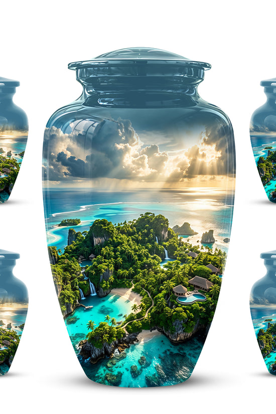 Beach Island Cremation Urn For Human Ashes - Adult Size Memorial Urns