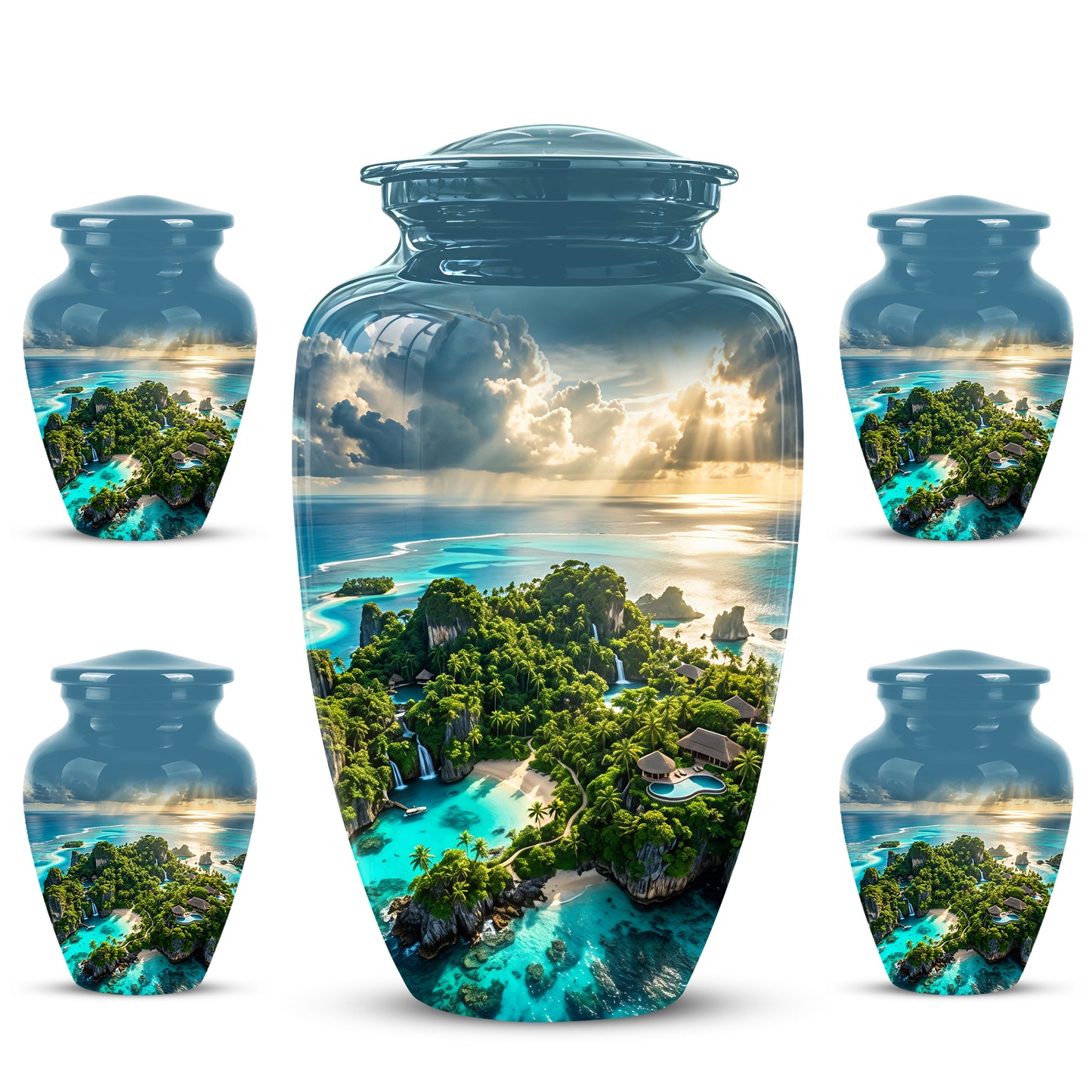 Beach Island Cremation Urn For Human Ashes - Adult Size Memorial Urns