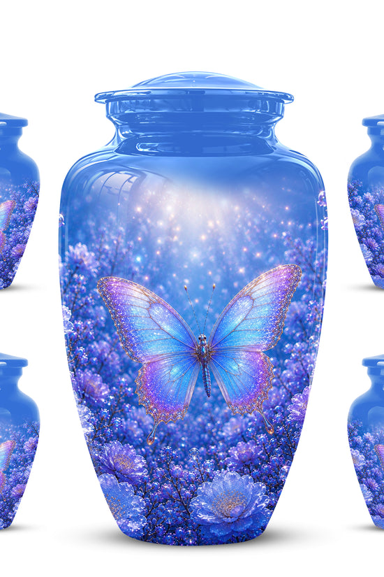 Heavenly Butterfly Memorial Urn - Blue Butterfly Urns For Women Ashes