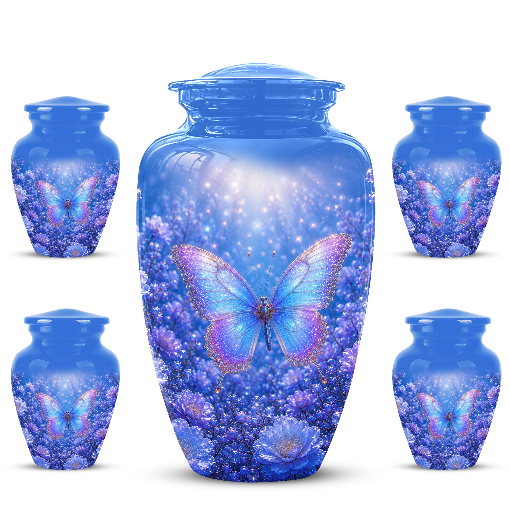 Heavenly Butterfly Memorial Urn - Blue Butterfly Urns For Women Ashes