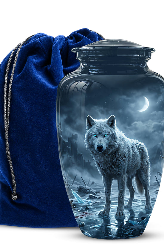 Moonlight White Wolf Urn for Human Ashes - Urns For Men & Women Ashes