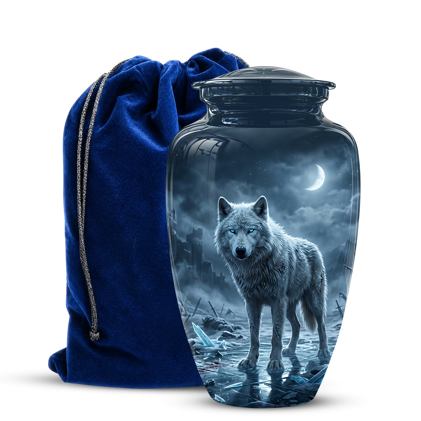 Moonlight White Wolf Urn for Human Ashes - Urns For Men & Women Ashes